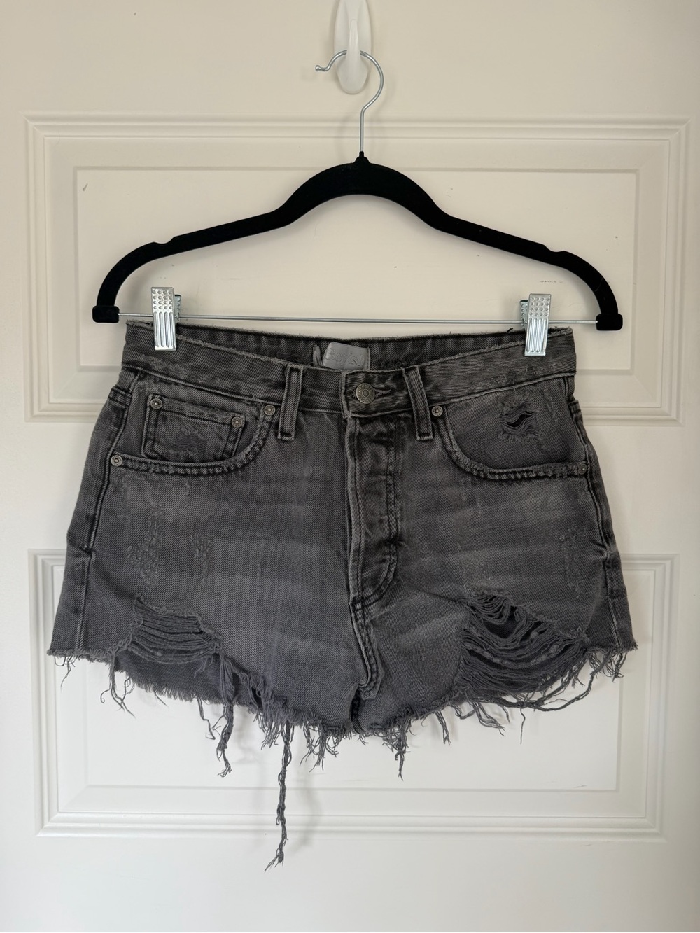 Boyish Charcoal Ripped Denim Shorts